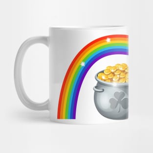 St Patricks Day Rainbow with Pot of Gold and Lucky Shamrock Design Mug